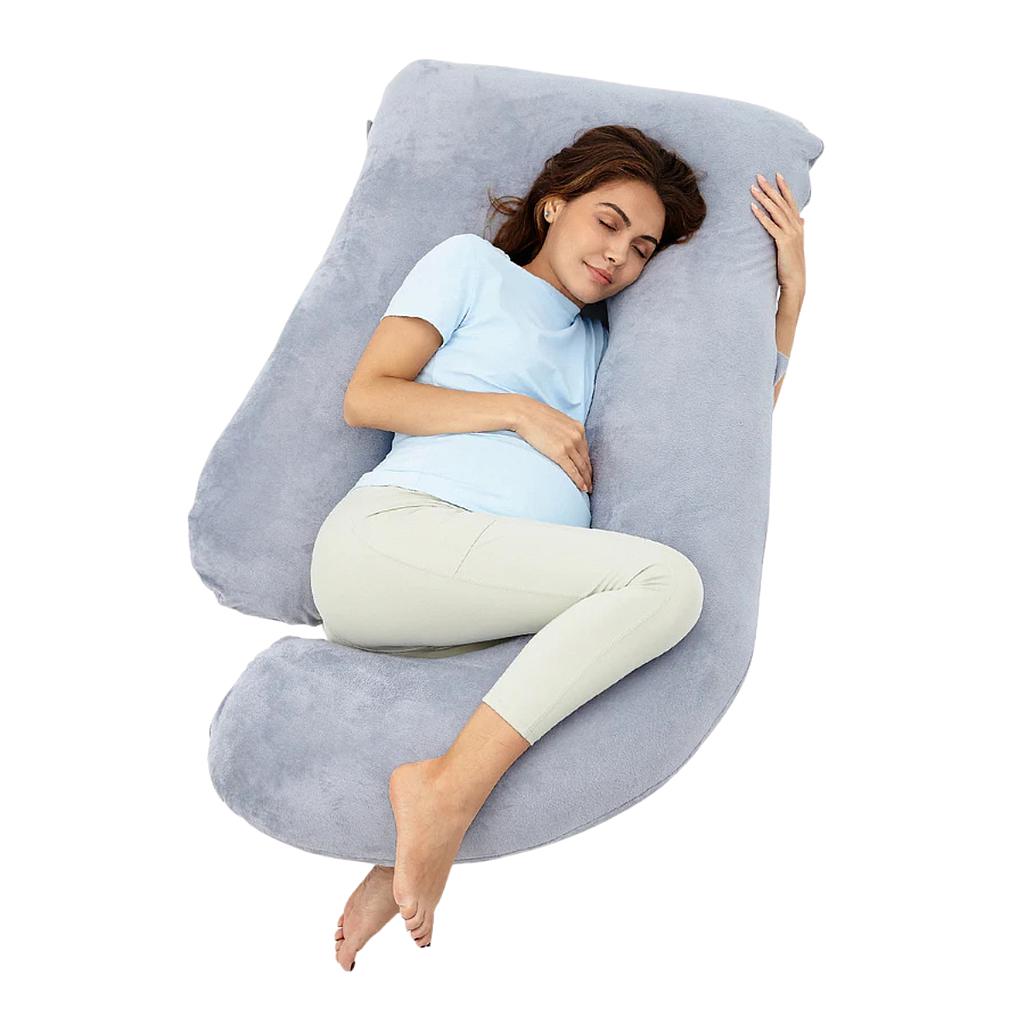 MOMCOZY ALMOHADA LACTANCIA FORMA U PP101 46x46x15 CM GRIS TERCIOPELO