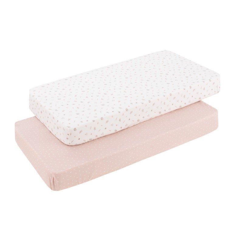 SABANA BAJERA CUNA 60 PACK 2 UDS. 60x120x17 CM CALMA ROSA