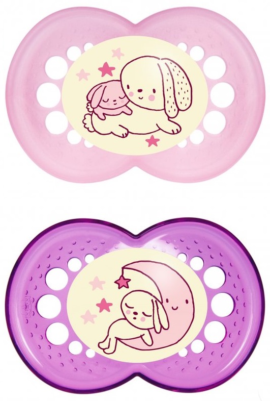 MAM CHUPETE ORIGINAL 16+ NIGHT LATEX 2UN rosa