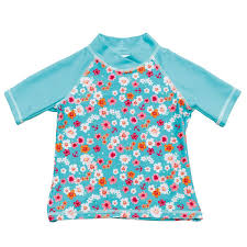 CAMISETA SWIMWEAR TURQUESA FLORES T.4