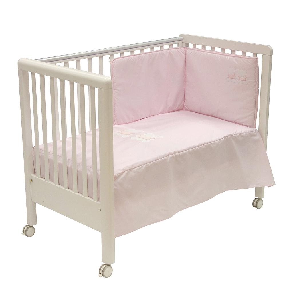 COLCHA+PROTECTOR CUNA 60 OSITOS ROSA