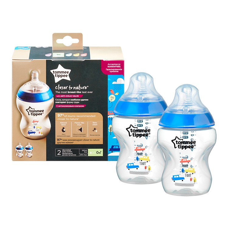 PACK DE 2 BIBERONES CTN 260ML DECOR.LBA +0M