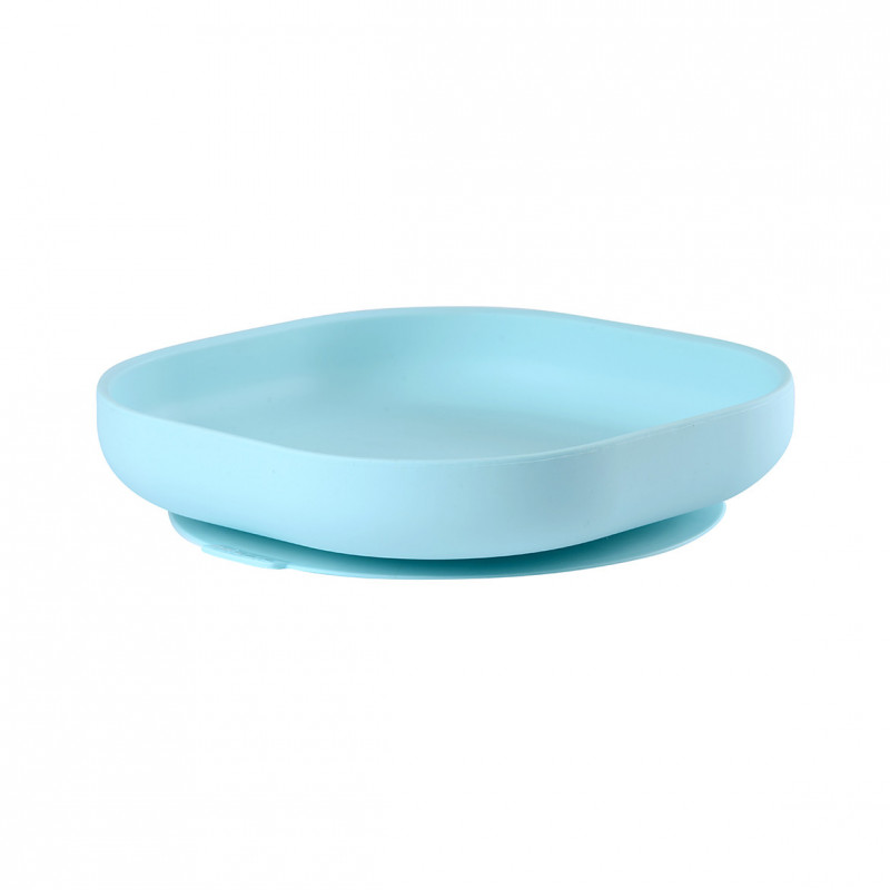 PLATO SILICONA C/VENTOSA AZUL