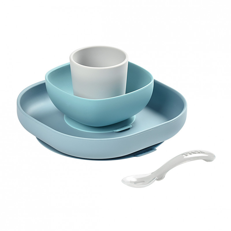 SET VAJILLA SILICONA 4 PZAS GRIS