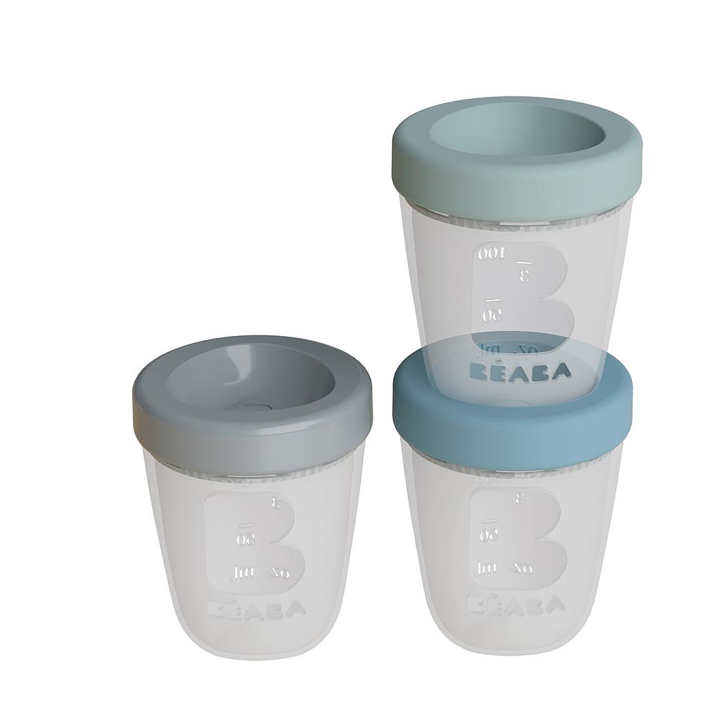 SET DE 3 PORTIONS SILICONA AZUL/GRIS/VERDE