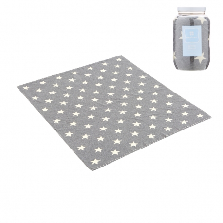 MANTA ALGODON BEBE 80X100 CM ETOILE GRIS