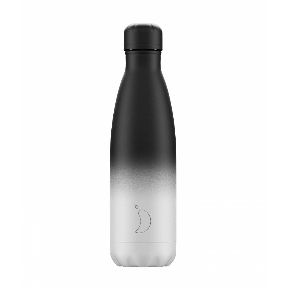 BOTELLA INOX CHILLY'S 500ML GRADIENT BLANCO&amp;NEGRO