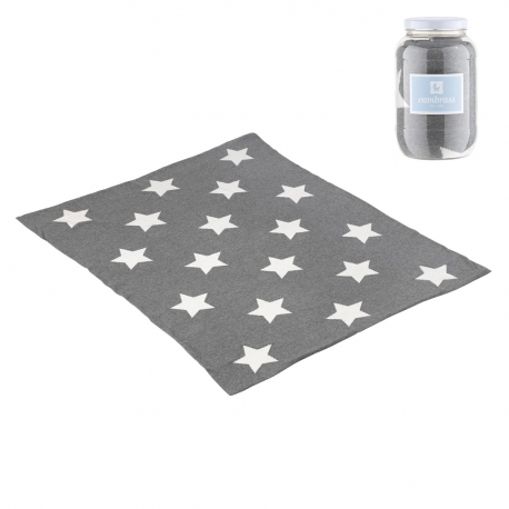MANTA ALGODON BEBE 80X100CM STAR GRIS