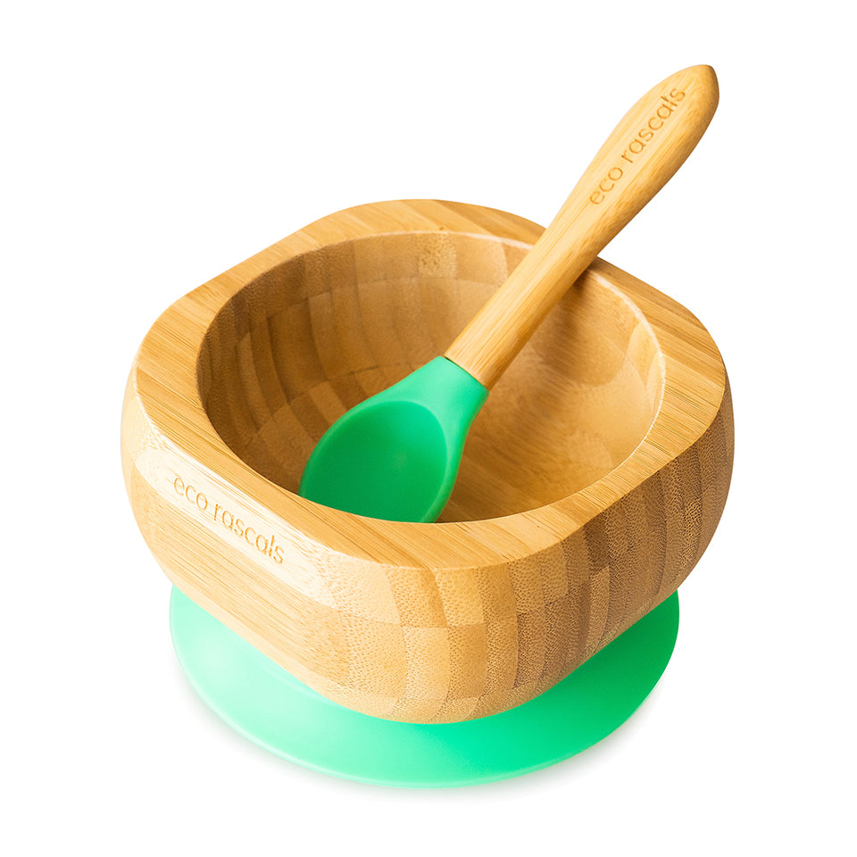 BOL BAMBOO+CUCHARA VERDE ECO RASCALS