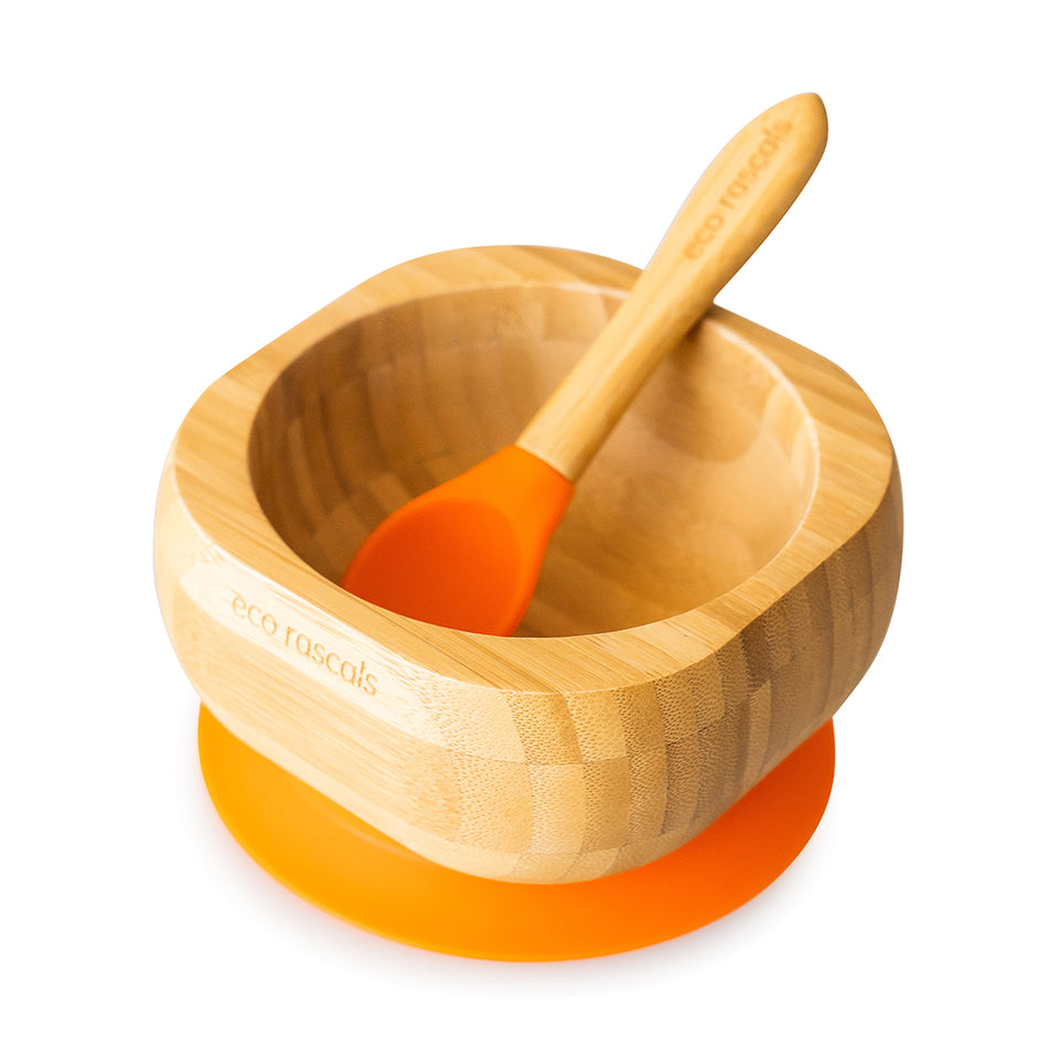 BOL BAMBOO+CUCHARA NARANJA ECO RASCALS
