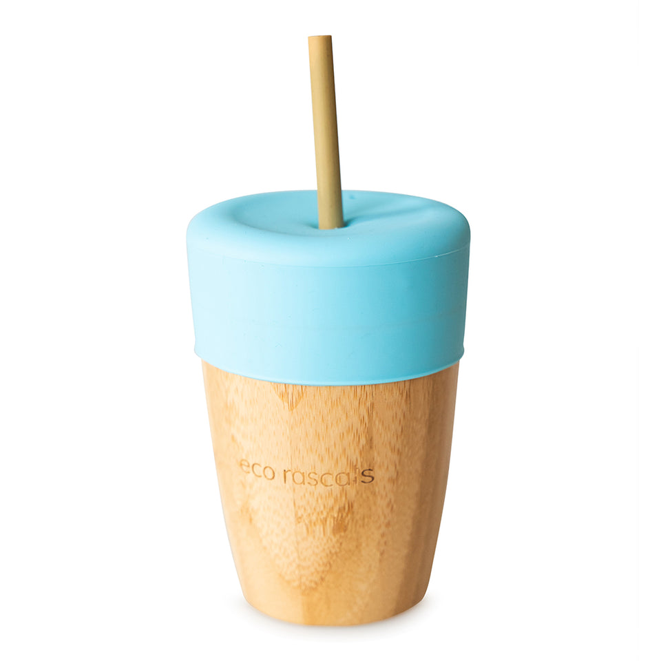 VASO BAMBOO 240ML AZUL ECO RASCALS PAJITA