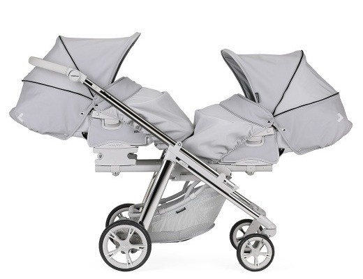 SILLA GEMELAR DUPLA CONVERTIBLE KP051 CROMADO/GRIS TOPO