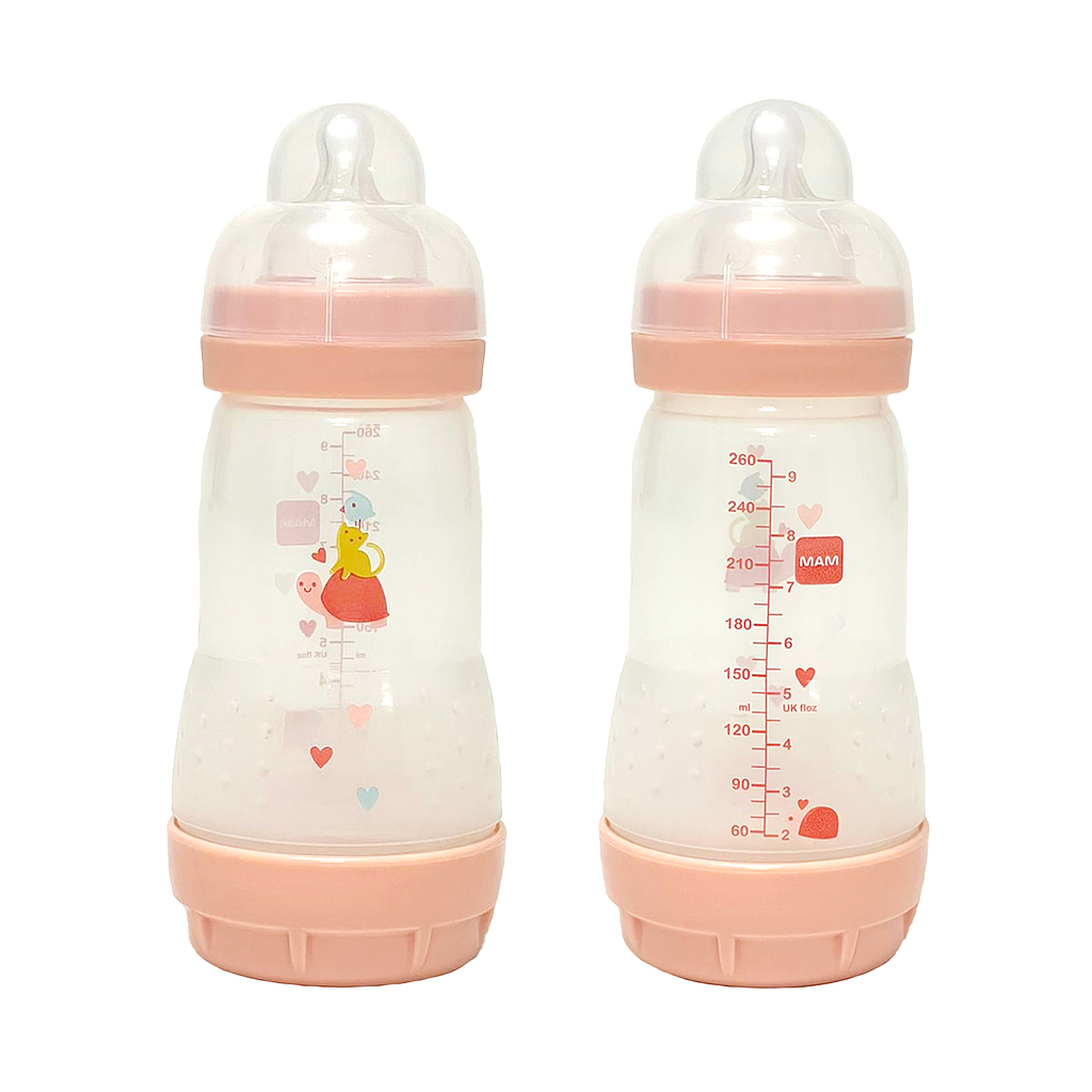 MAM PACK 2 BIBERONES ANTI COLIC +2M 260ML ROSA