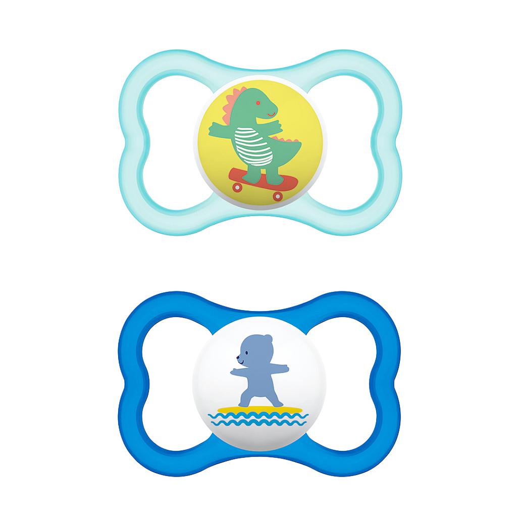 MAM CHUPETE AIR SILICONA 6M+ 2UNDS Azul