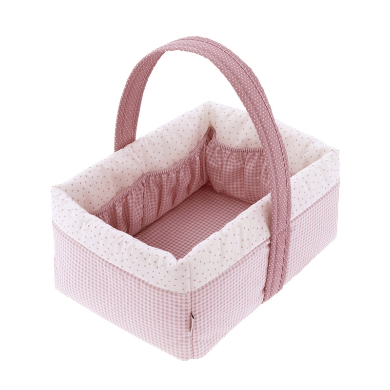 CANASTILLA ACOLCHADA VICHY10 ROSA