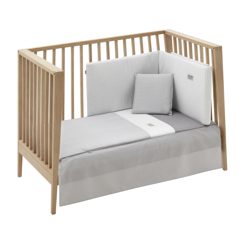 COLCHA+PROTECTOR CUNA 60 VICHY GRIS