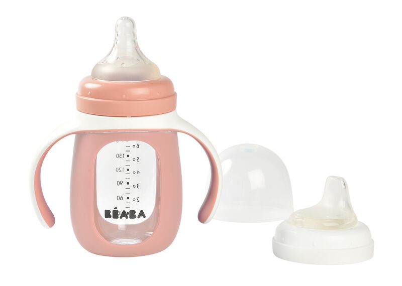 BIBERON CON ASAS CRISTAL 210ML PINK