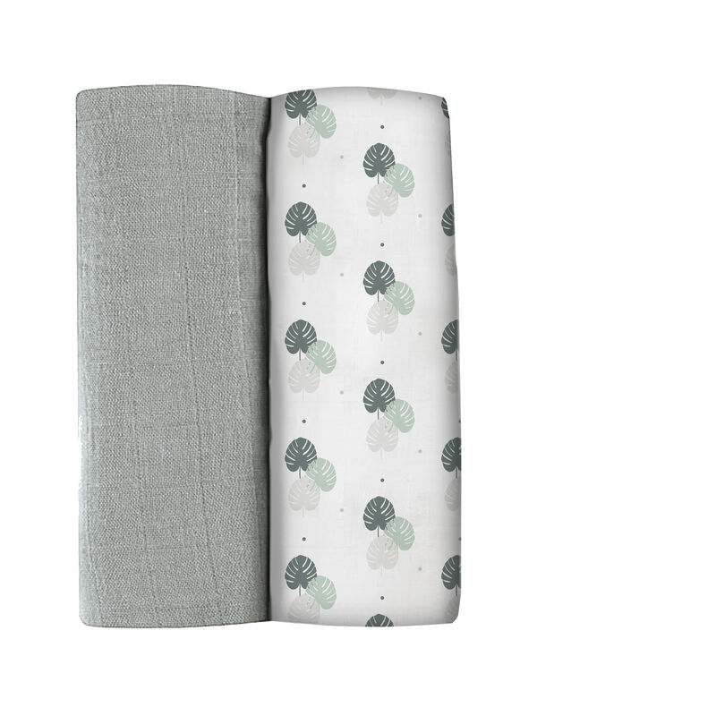 SET 2 MUSELINAS XL 120X120CM 100% ALGODON ORGANICO MIRAGE GREY / JUNGLE