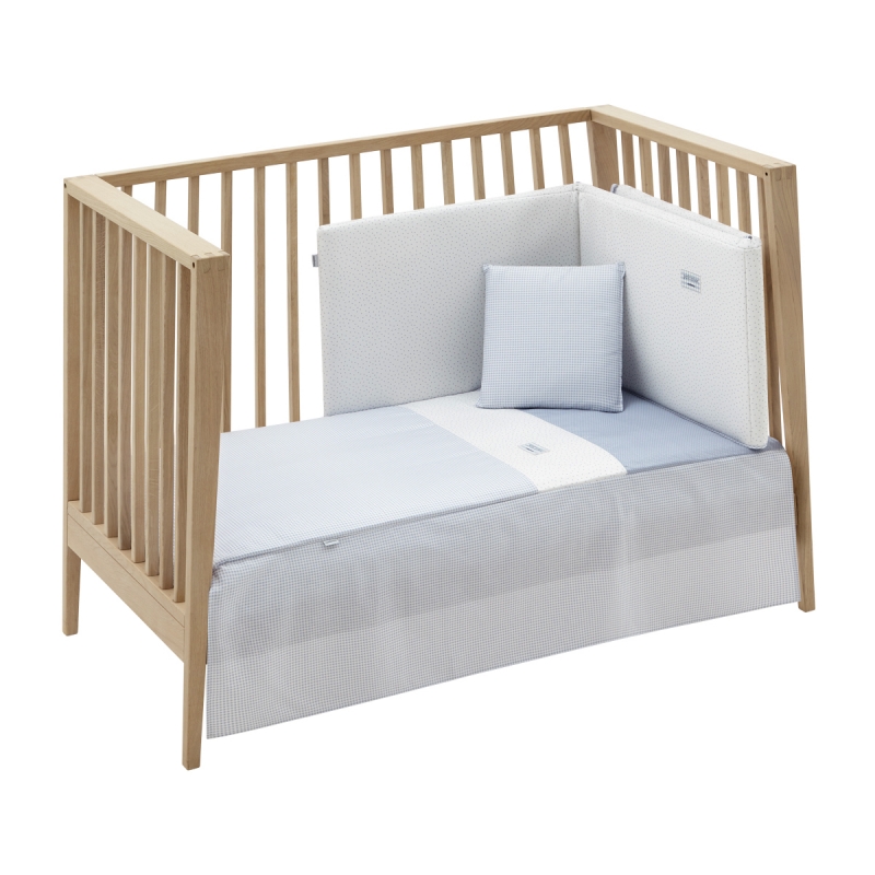 COLCHA+PROTECTOR CUNA 60 VICHY10 CELESTE