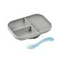 SET PLATO 3 COMP.+CUCHARA GRIS SILICONA