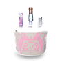 ESTUCHE ROSA Pincel mágico + polvos plateados
+ labial de frambuesa