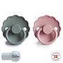 Pack 2 Chupetes FRIGG Block Silicona DAISY 0-6m French Gray/Baby Pink