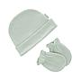 JUEGO DE GORRO Y MANOPLAS LISO VERDE SAGE