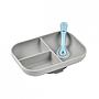 SET PLATO 3 COMP.+CUCHARA GRIS SILICONA